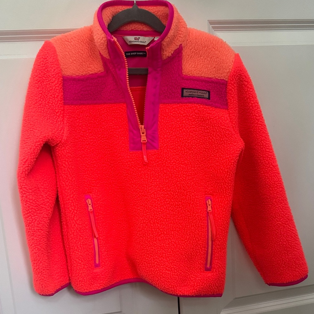 Vineyard Vines Kids Fleece Hoodie - Neon Pink and Orange